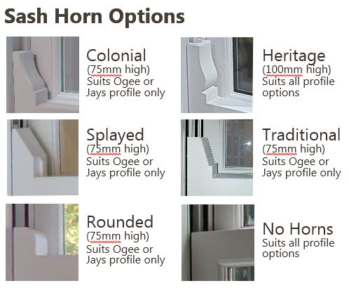 Sash Horn Options for Timber Double Hung Windows