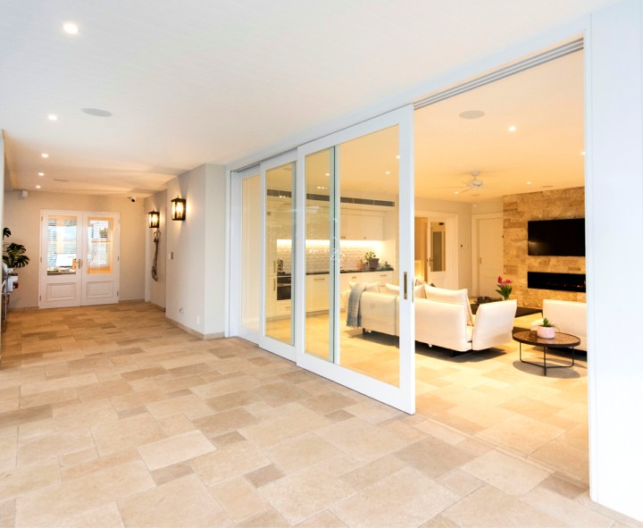 External timber cavity sliding door system Cedar West