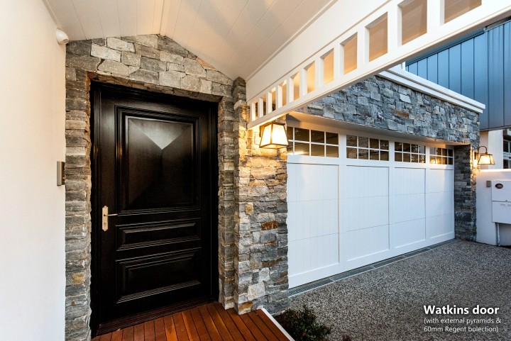 Watkins entrance door Regent bolection timber panel Cedar West