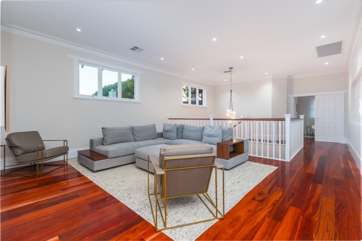 Upstairs timber windows by Cedar West