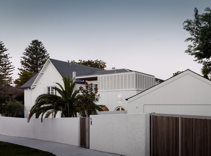External timber shutters at Bellevue Hill House Cedar West