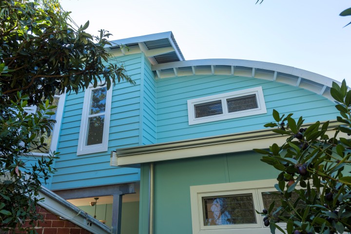 Custom timber windows unique home curved roof Cedar West