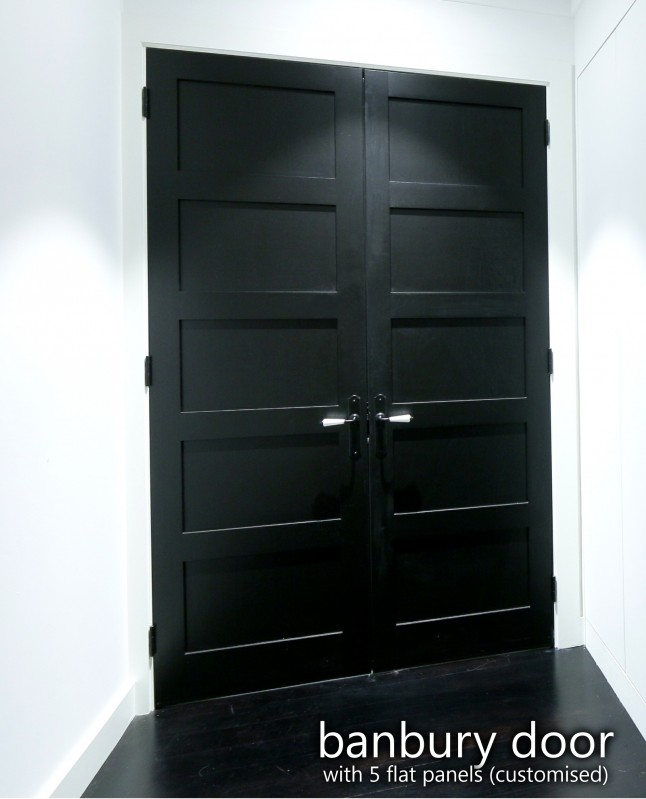 Banbury door customised five panels painted black Cedar West