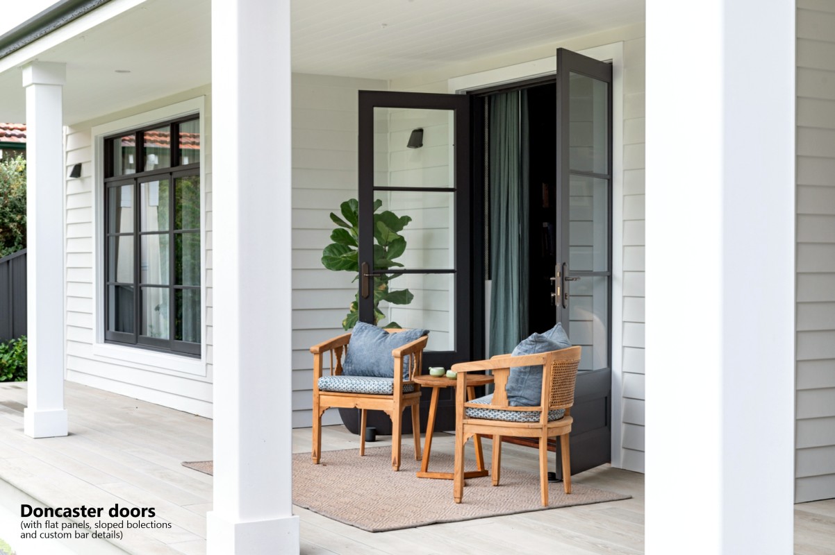 Doncaster french doors painted black customised Cedar West