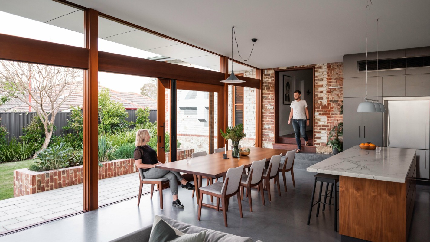 Timber sliding doors fixed windows made by Cedar West