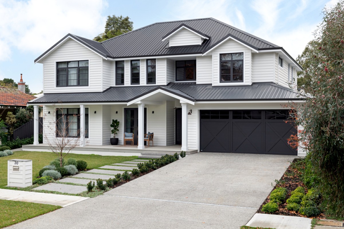 Awning windows timber doors painted black Cedar West
