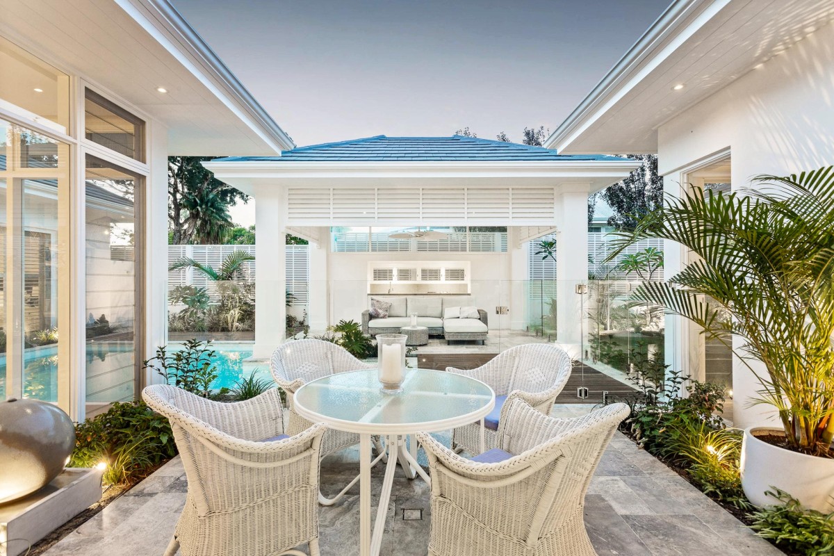 Turret louvres painted white cabana Cedar West