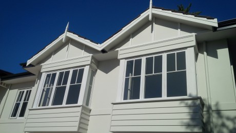Awning window-timber painted white traditional Cedar West