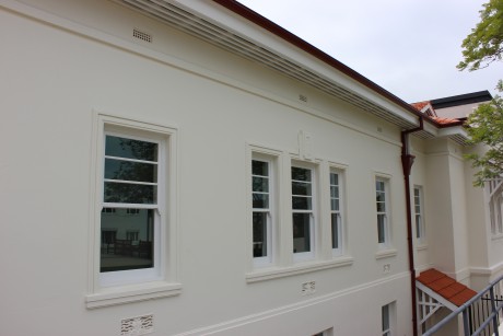 Double hung windows traditional painted white Cedar West