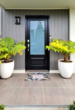 Carmel door black with translucent glazing Cedar West