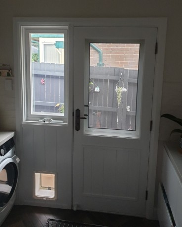 Crewe door with flyscreen external Cedar West