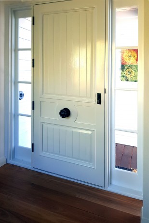 Custom timber entry door by Cedar West