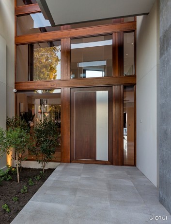 Garnett door entry customised Alucobond Cedar West
