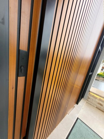 Grange timber door with black shadowlines Cedar West