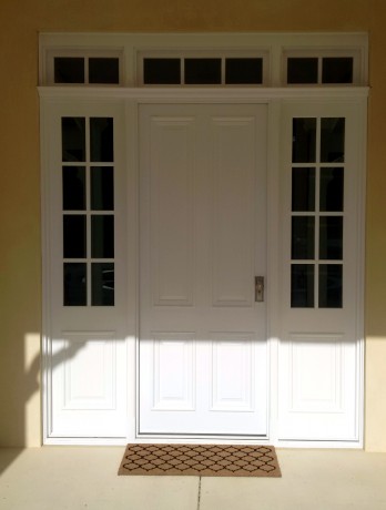 Guildford door with fixed side lites Cedar West