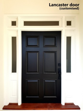 Lancaster timber door with six panels Cedar West