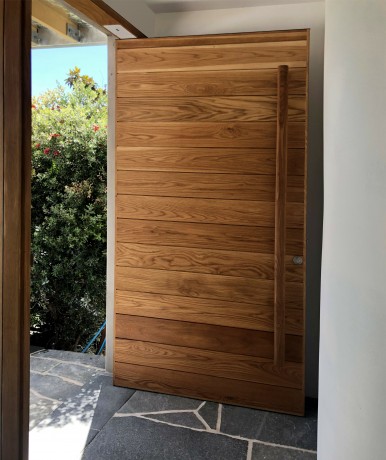 Mighton timber door with timber handle Cedar West