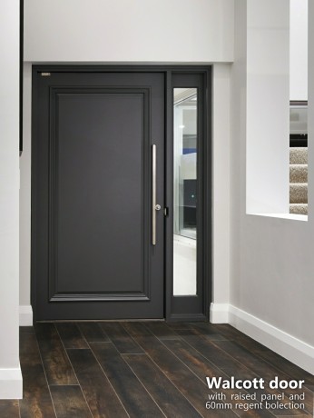 Walcott door with raised panel and bolection Cedar West