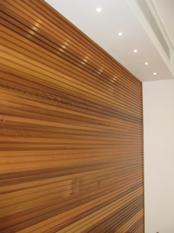 Squarestyle cedar timber lining feature wall