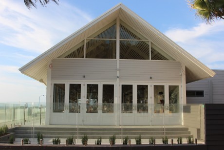 White painted timber commercial building beach Cedar West