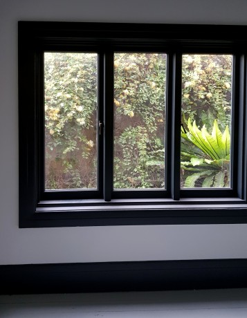 Casement windows fixed central window Cedar West