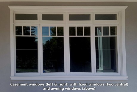 Casements and fixed windows with awnings over Cedar West