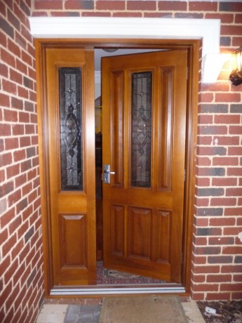 cedar timber door entry hinged side lite glasgow