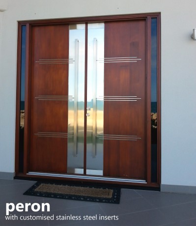 peron entry door stainless steel inlay inserts impressive Cedar West