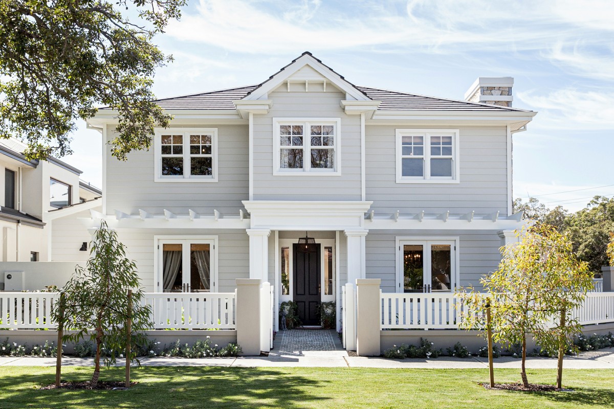 Hamptons inspired home double hung windows Cedar West