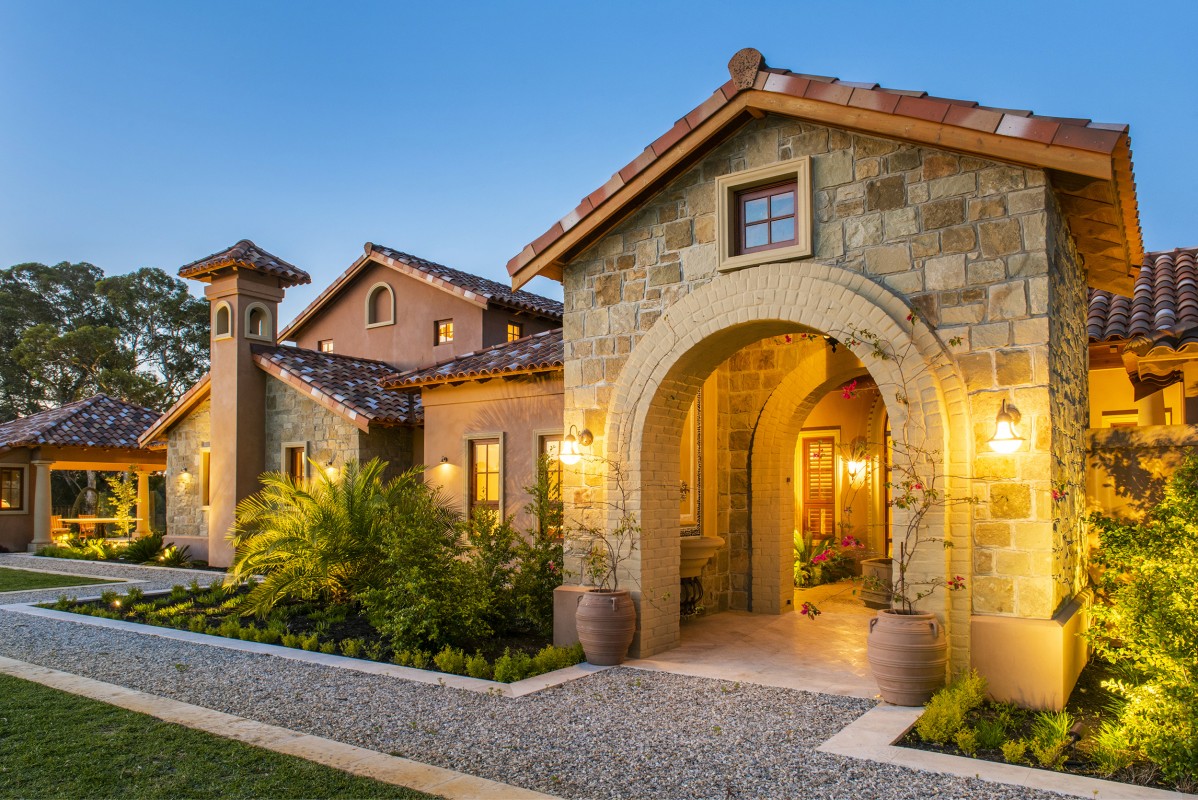 Tuscan inspired villa doors windows by Cedar West